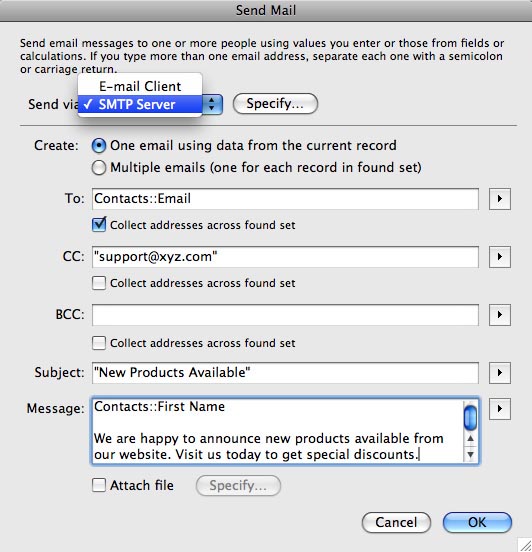 Send Mail via SMTP