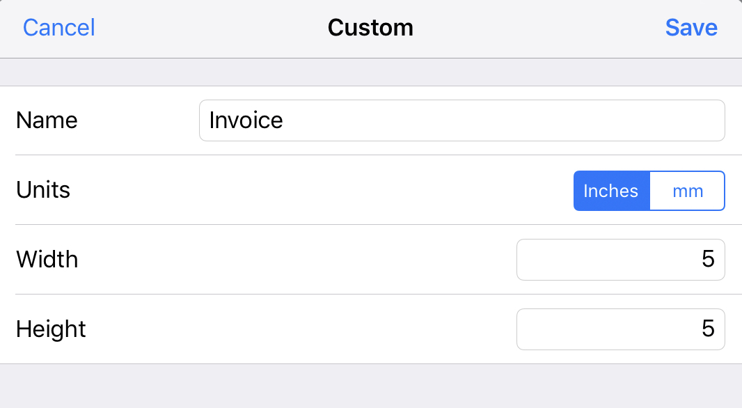 FileMaker Go 16 Custom Paper Sizes